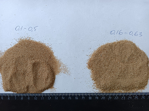 Кварцевый песок для площадок фр. 0,16-0,63 мм.  купить в Новокузнецке фото Камень Клуб