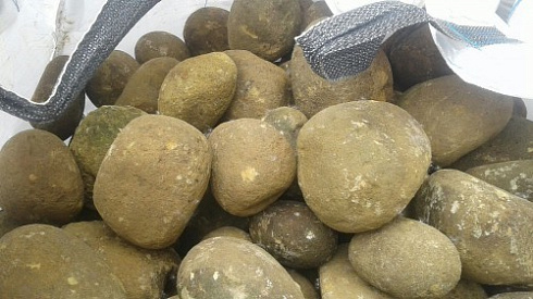 Kamenclub.ru: Песчаник ядра, фр. 100-300 мм  купить в Новокузнецке песчаник бежевый серый рыжий речная галька 5 000 руб/т   фото КАМЕНЬ КЛУБ