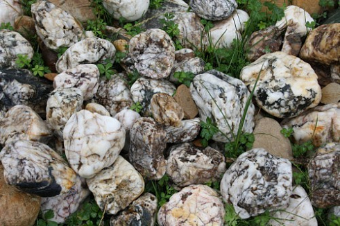 Kamenclub.ru: Кварцевый валунчик фр.100-300 мм.  купить в Новокузнецке кварц белый, бежевый молочный рыжий крупный природный камень галечник 7850 руб/т   фото КАМЕНЬ КЛУБ